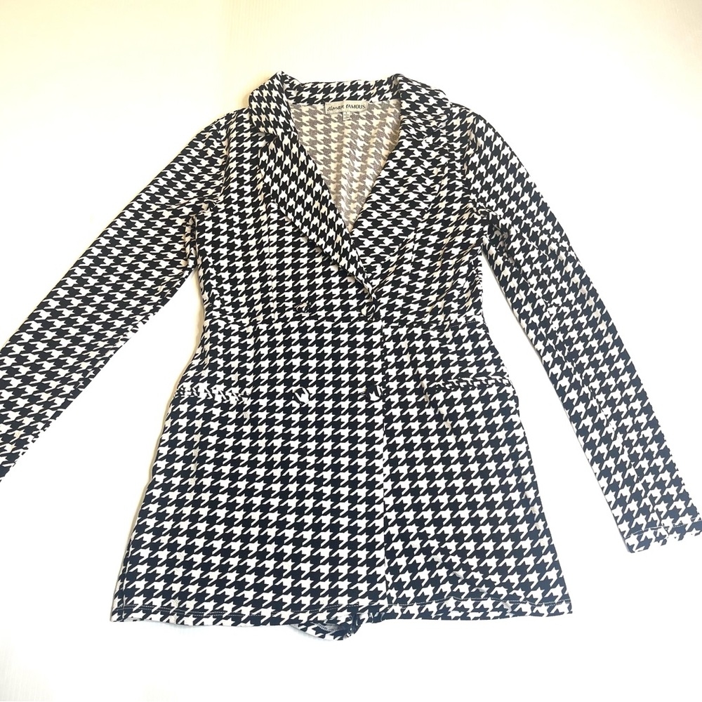 Almost Famous Houndstooth Black White Romper